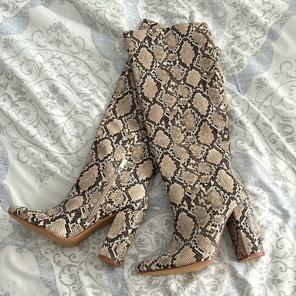 Zara Snake Print Boots - Picture 2 of 4